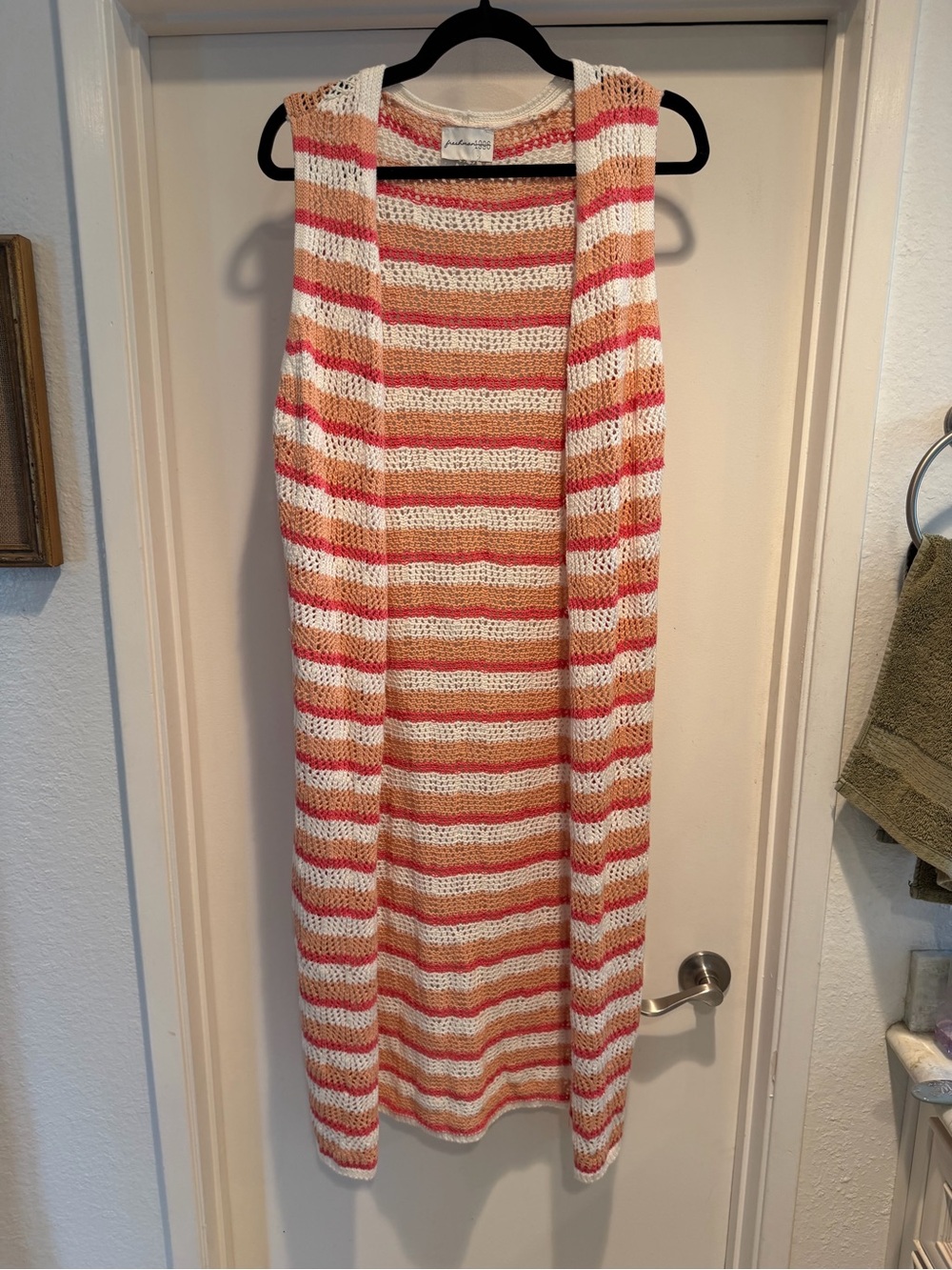Striped Sleeveless Cardigan Vest